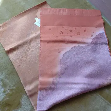 오렌지 계열 꽃무늬 실크 원단 실크 100%