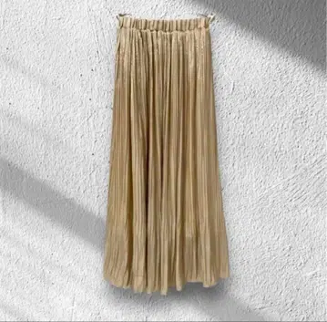 [ 미사용 ] Chez toi 셰토와 플리츠 스커트 롱 스커트 골드