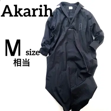 [ Akarih ] 롱 셔츠 원피스 블랙 긴팔 V넥 일본제 면 100%