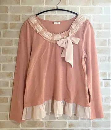 axes femme 리본 얇은 니트 긴팔 히메 스타일 M