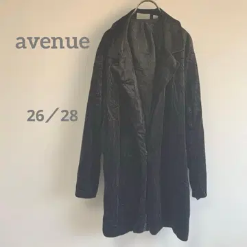 avenue 블랙 롱 코트 벨벳풍