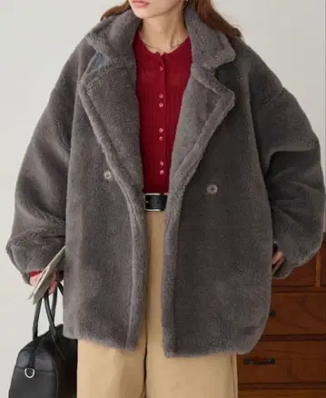 차콜 그레이 보아 자켓 프리 사이즈