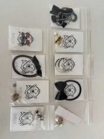 SMELLY 귀걸이, 머리끈 9개 세트