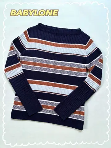 [ 새상품급 ] 바빌론 BABYLONE 보트넥 보더 니트 멀티 블루