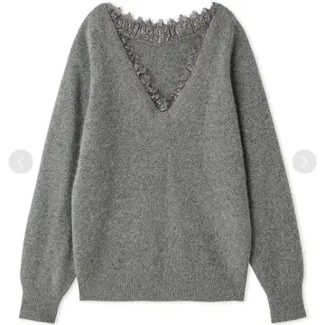 SNIDEL 그레이 프릴 V넥 스웨터