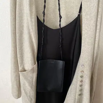 질 샌더 블랙 가죽 숄더백