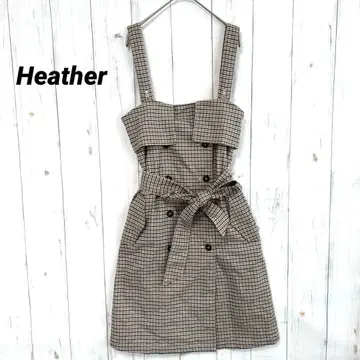 헤더 랩 원피스 체크 무늬 프리 사이즈
