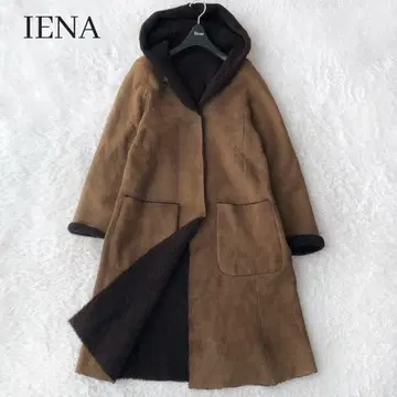 이에나 무스탕 코트 리얼 무스탕 램 가죽 롱 브라운 S 보아