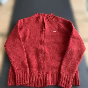 LACOSTE 울 100% 레드 스웨터 42