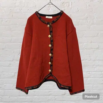 12163 SLEIGH 니트 가디건 겉옷 일본제 레드 울 혼방 M