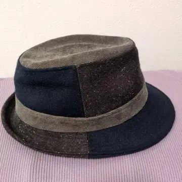 남성용 모자 (XL) 패치워크 페도라 햇 네이비 그레이