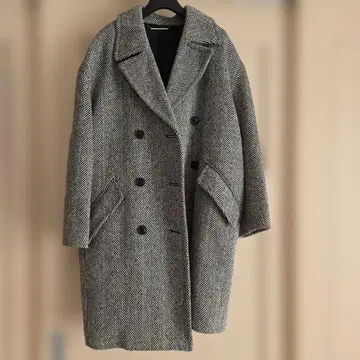 미라 오웬 헤링본 더블 브레스트 코트