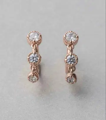 ete 핑크 골드 3연 스톤 귀찌