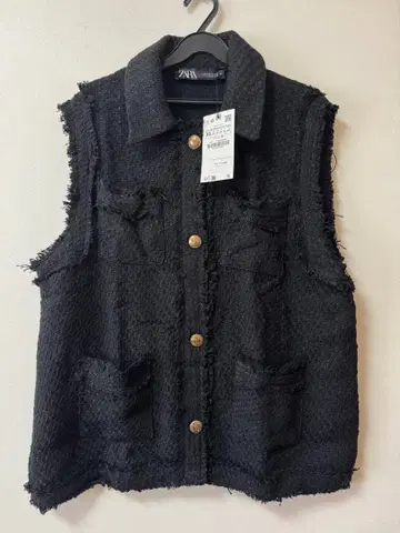 ZARA 트위드 프린지 베스트