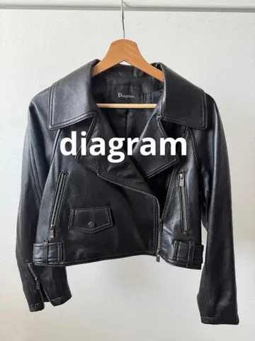Diagram 블랙 가죽 라이더 자켓