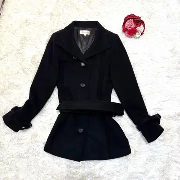 새상품급 캐시미어 코트 A라인 블랙 벨트 포함 아름다운 실루엣