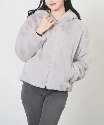 허니즈 후드 부착 퍼 블루종