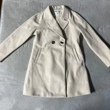 Allegra K 크림색 더블 브레스트 코트 M