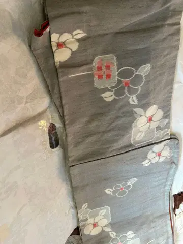 그레이 꽃무늬 코몬 기모노