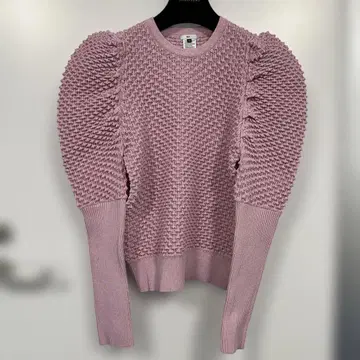 Sov. 핑크 퍼프 슬리브 니트 스웨터 38