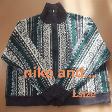 niko and - 모듬 패턴 ZIP 가디건 차콜 L