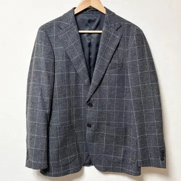 새상품급 EDIFICE 캐시미어 혼방 테일러드 자켓 그레이 윈도우펜 패턴