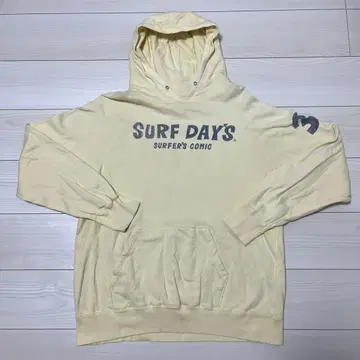 Surf Days 후드 부착 후드티 M 사이즈 크림색