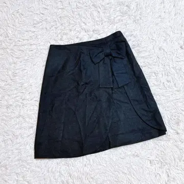 [ Bon mercerie ] 스커트 (38) 울 혼방 리본 일본제 블랙