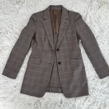 [새상품급] 23구 체크 무늬 테일러드 자켓 36 브라운 계열