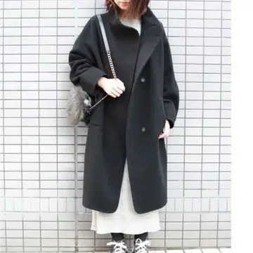 저널 스탠다드 스탠드 칼라 코트 울 블랙 포근한 소재