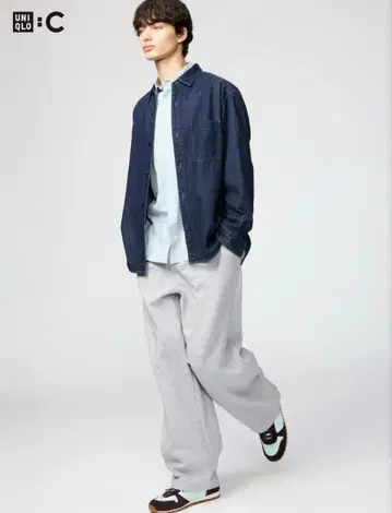 유니클로 C 맨투맨 와이드 팬츠 사이즈 S 03 GLAY