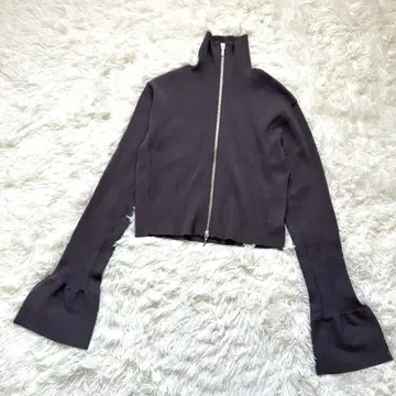 emmi 에미 집업 블루종 하이넥 다크 브라운 벨 슬리브