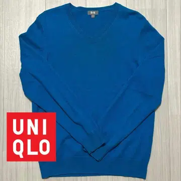 UNIQLO V넥 캐시미어 스웨터 M 파랑