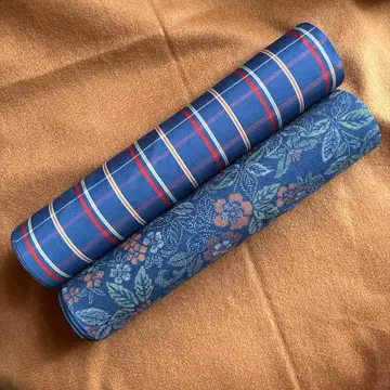 미사용 새상품 오시마 명주 옷감 스트라이프 꽃무늬 2개