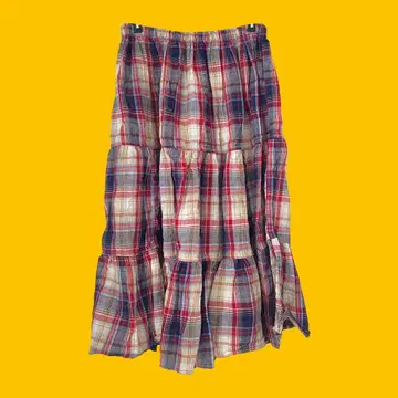 BEAMSBOY 볼륨 스커트 체크 빨간색