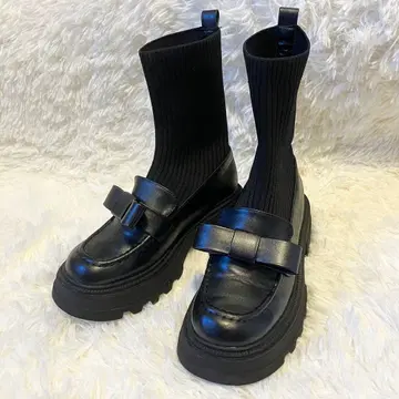 올리브 데 올리브 리브 니트 리본 로퍼 숏부츠 22.5