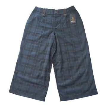 Harris Tweed 와이드 크롭 팬츠 와이드 허리밴딩 L