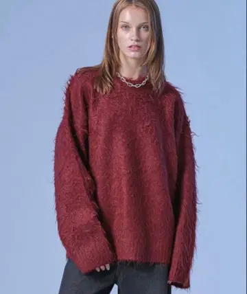 selle glant/셀레그랑테 롱 슬리브 울 혼방 샤기 니트