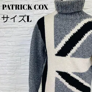 PATRICK COX 터틀넥 니트 유니언 잭 자수 새상품급