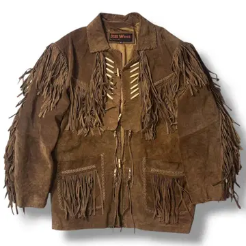 90s 유로 구제 의류 프린지 웨스턴 스웨이드 가죽 자켓 천연 가죽