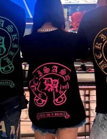 미즈키다요 Dayo 크롬 패턴 롱T 핑크 L 사이즈