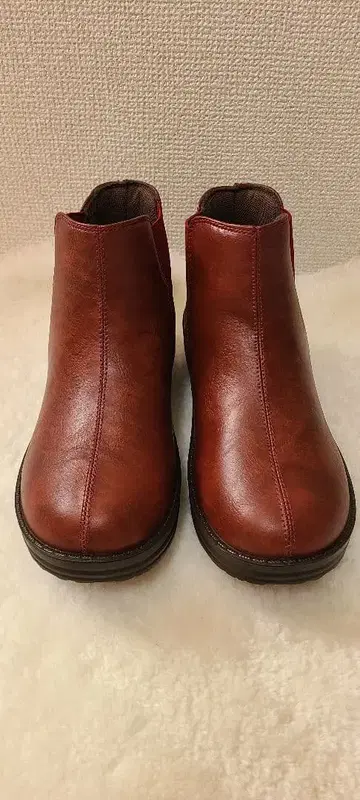 Bellfort 브라운 가죽 사이드 고어 부츠 통굽