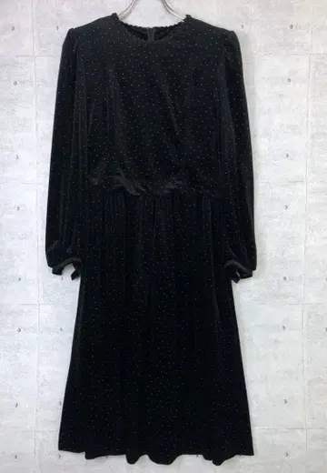 쇼와 레트로 걸리시 도쿄 스타일 구제 의류 도트 벨벳 오요바레 원피스