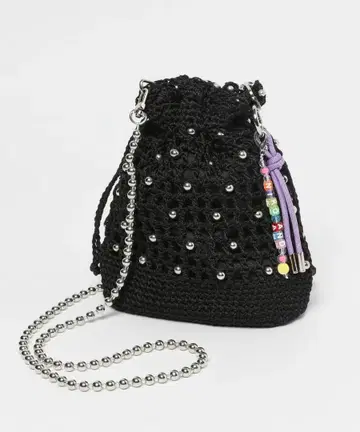 [ 새상품급 ] nikoand 니코앤드 비즈 짜임 복조리 숄더백 블랙