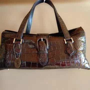 크로커다일풍 다크 브라운 핸드백