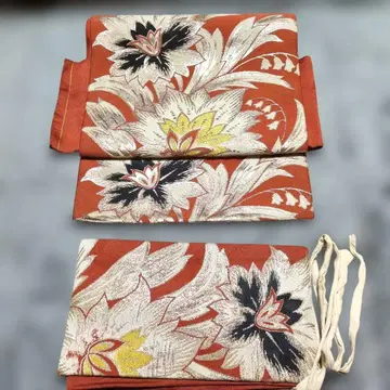 만들어진 오비 태고 꽃무늬 브라운 쇼와 레트로