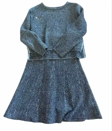 저스길리티 그레이 니트 셋업 스커트 M 브로치 포함