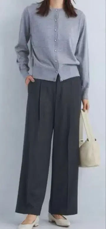 택 포함 색소니 와이드 팬츠 M(38) 다크 그레이