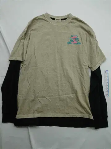 QT8 가먼츠 레이어드 롱 슬리브 티셔츠 베이지 계열 남성용