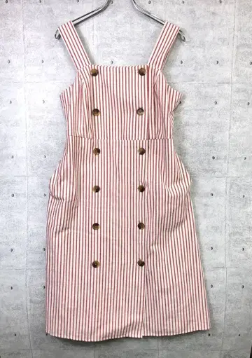 레트로 Robert Louis 구제 의류 프론트 버튼 스트라이프 원피스